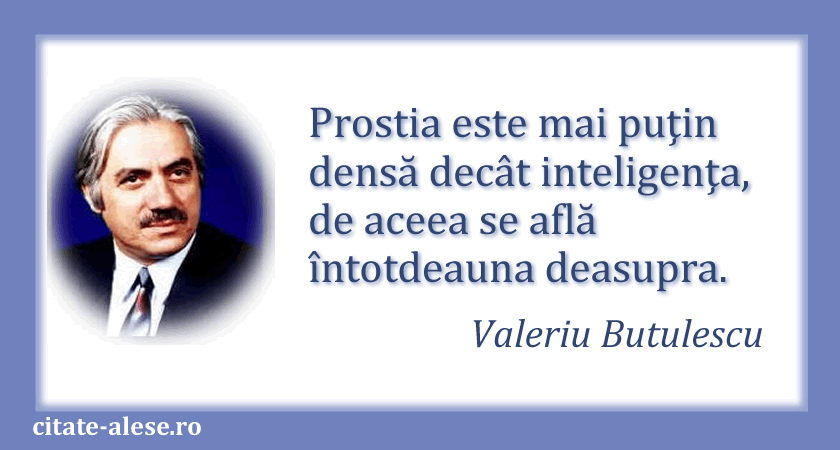 Valeriu Butulescu, citat despre prostie şi  inteligenţă