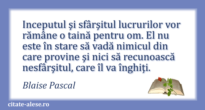 Blaise Pascal, citat despre infinit