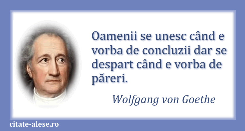 Goethe, citat despre opinii şi concluzii