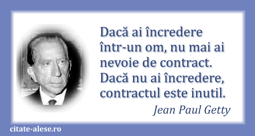 Jean Paul Getty, citat despre încredere