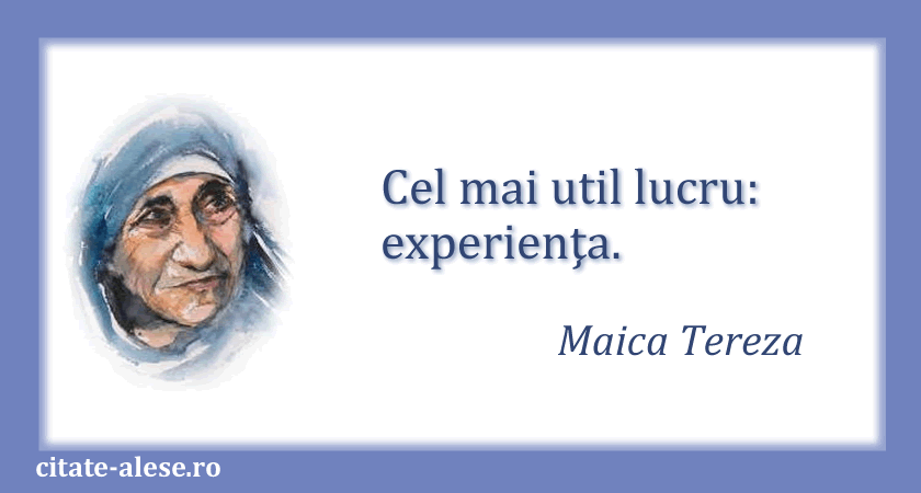 Maica Tereza, citat despre experienţă