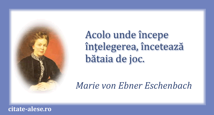 Marie Eschenbach, citat despre înţelegere